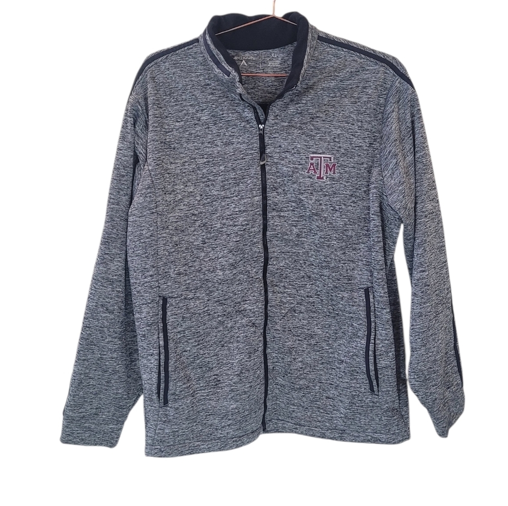 ANTIGUA Grey Black Texas A&M Aggies Full Zip Jacket Size XL